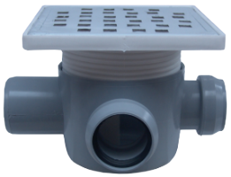 Square Floor Drain with Riser SL 2 Inlets 90/180° Right SP-H75-160-2