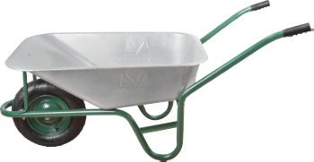 Wheelbarrow V with Galvanized Tray, Pneumatic Wheel and Metal Rim