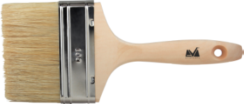 Paint Brush with Wooden Handle and White Bristles