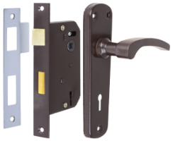 Door Lock with Key and Escutcheon Plates
