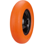 Polyurethane Wheelbarrow Wheel with Metal Rim, Round Profile